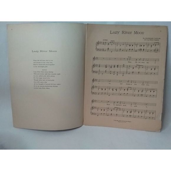 Vintage 1932 Lazy River Moon Harrison Taylor Piano Sheet Music Cover Art - Picture 9 of 9